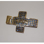 Крест подарочный с широким ушком инкрустированный  бриллиантами и сапфирами