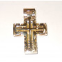 Крест подарочный с широким ушком инкрустированный  бриллиантами и сапфирами