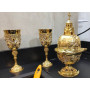 Чаша и кубки религиозные, ювелирная работа из серебра с позолотой с инкрустацией драгоценными камнями