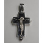 Крест из серебра с Иисусов и Богоматерью с черной эмалью